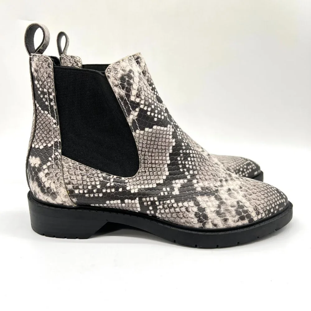Treasure And Bond Size 6 6M Black White Snakeskin Ankle Boots‎ Booties Shoes